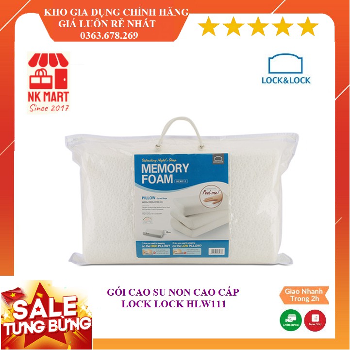 Gối cao su non Memory Foam 50D Lock&Lock Hình Cong - White - HLW111