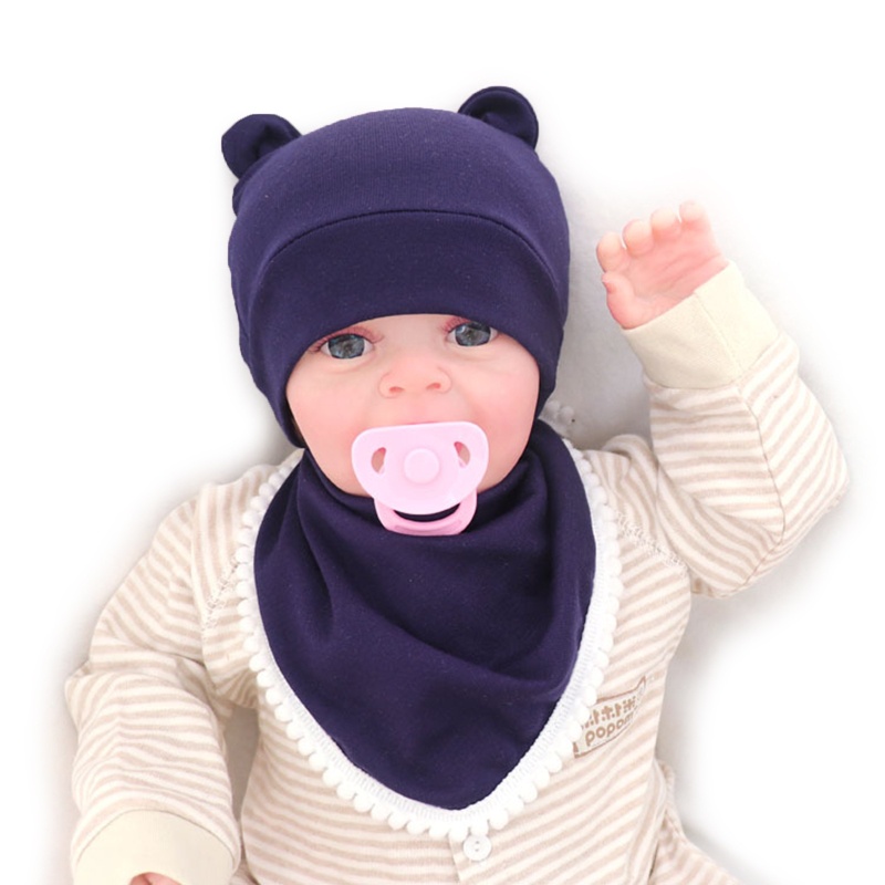 Bộ 2 Yếm Ăn Cotton Mềm Mại Có Nón Dễ Thương Cho Bé Sơ Sinh