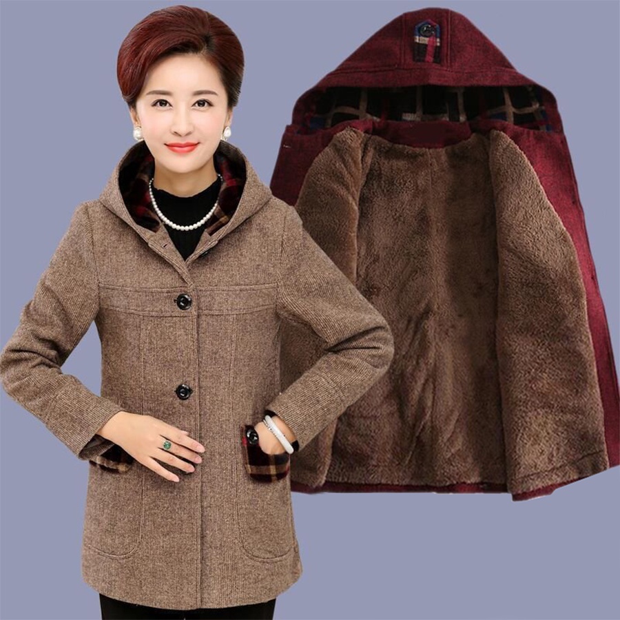 Áo khoác dạ lót lông trung niên cho bà cho mẹ | BigBuy360 - bigbuy360.vn