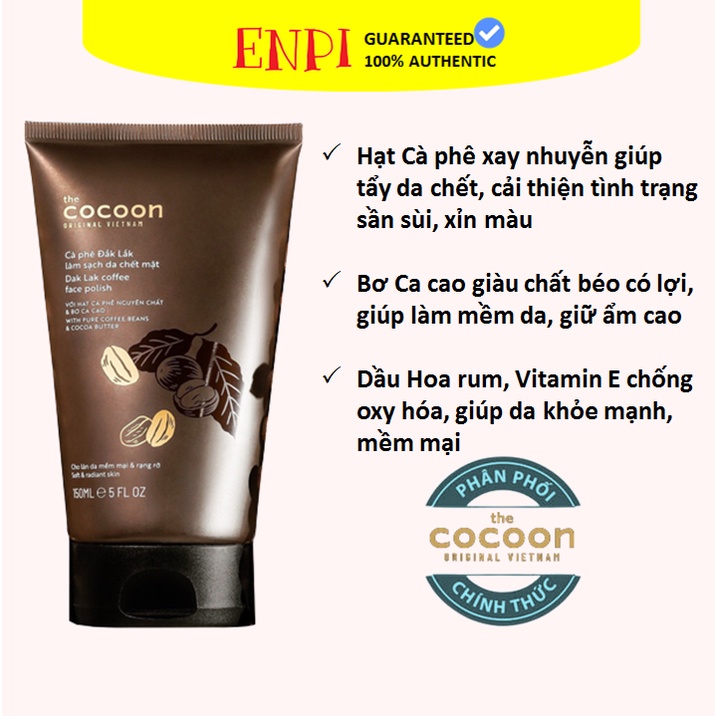 Tẩy da chết cho mặt Cocoon Chiết xuất cà phê Đắk Lắk 150ml