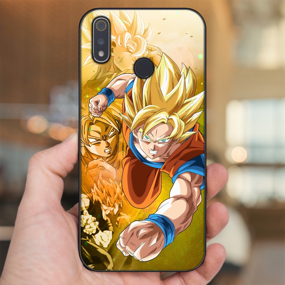 Ốp lưng Realme 3, 3 Pro viền đen in hình Goku Dragon Ball