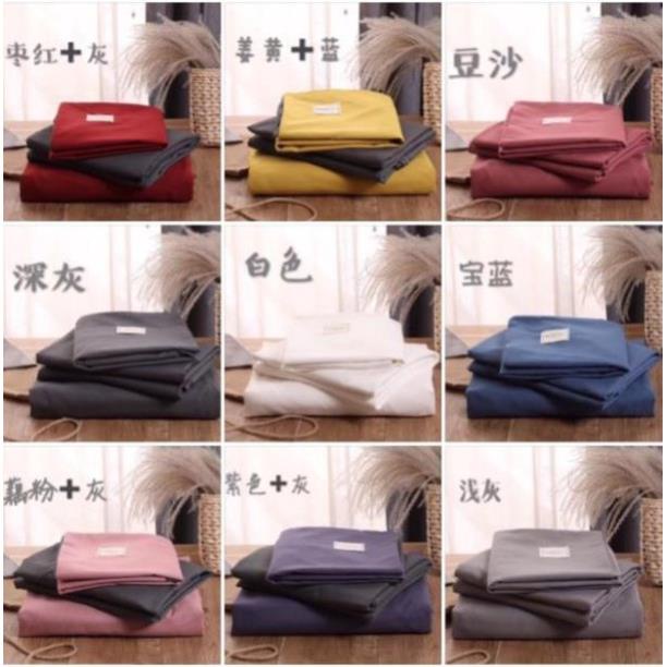 (nhiều mẫu) Bộ Chăn Ga Gối COTTON TC MÀU Trơn 4 món nhập khẩu Nhật