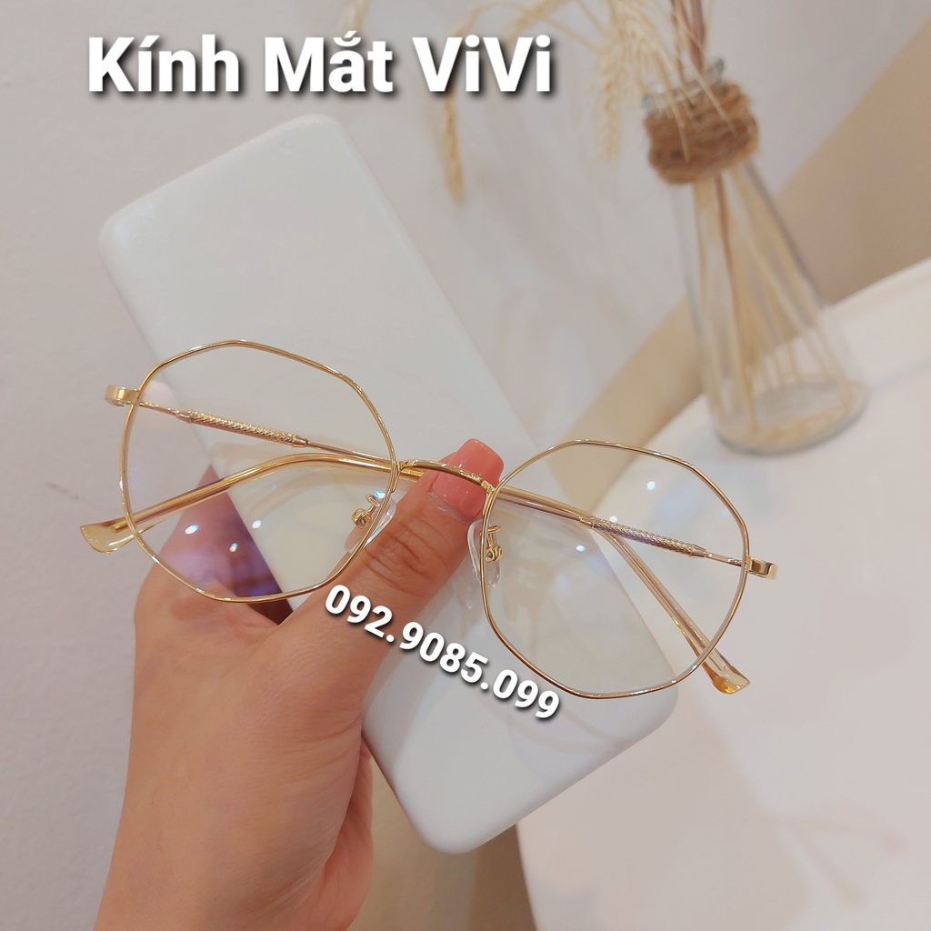 Gọng kính cận thời trang nam nữ VIVI, mắt kính Unisex dáng đa giác dễ đeo chất liệu kim loại V2979