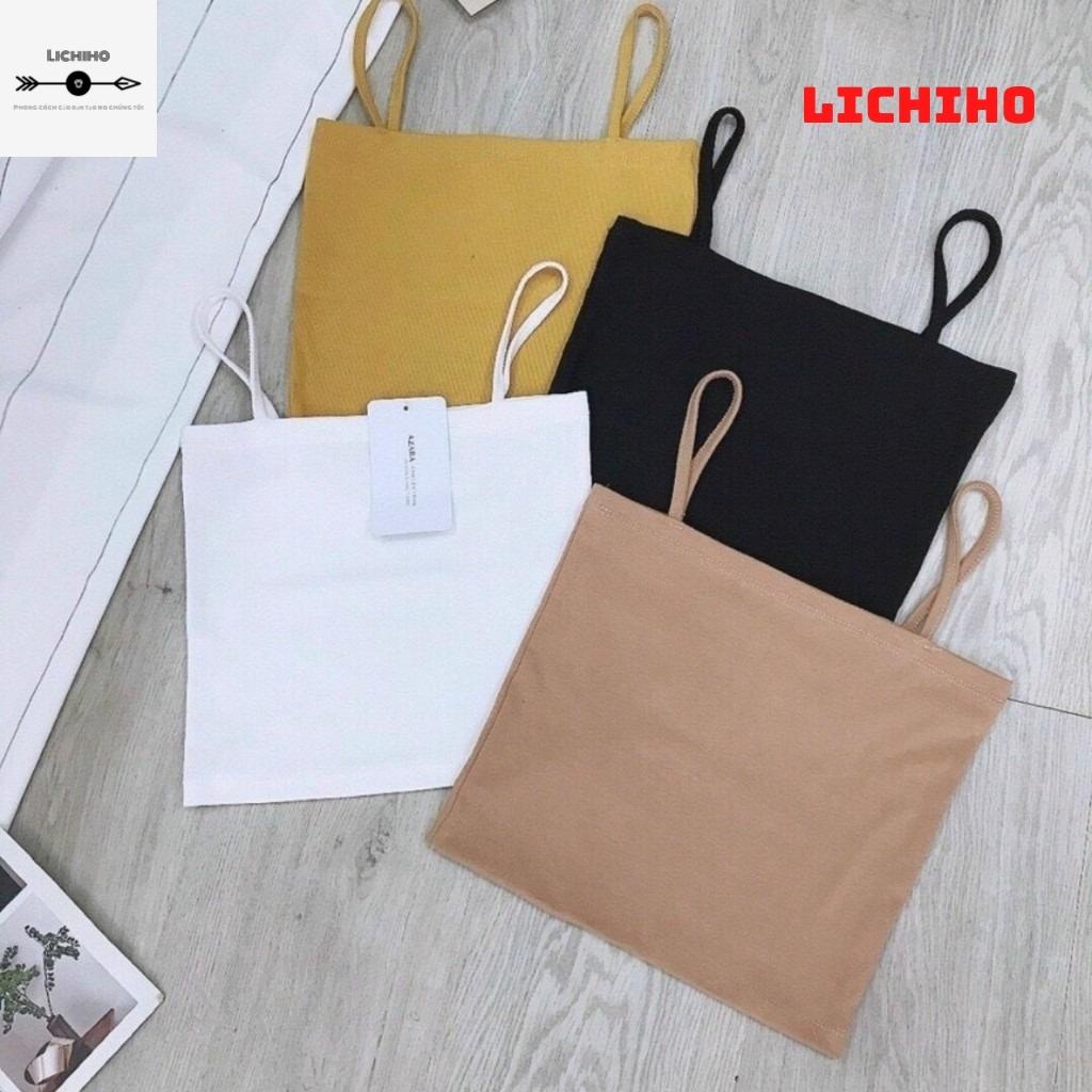 Áo croptop hai dây ôm body CT04 lichiho áo thun nữ ulzzang chất lượng | BigBuy360 - bigbuy360.vn