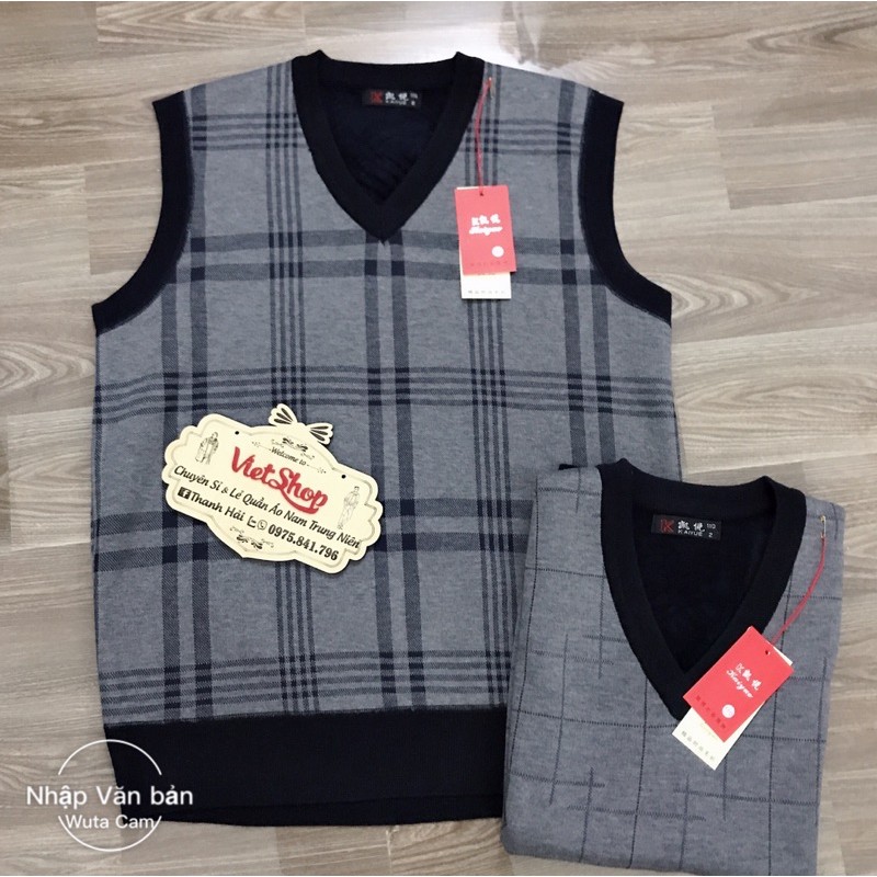 Áo gile len nam trung niên lót lông hàng quảng châu chất đẹp | BigBuy360 - bigbuy360.vn