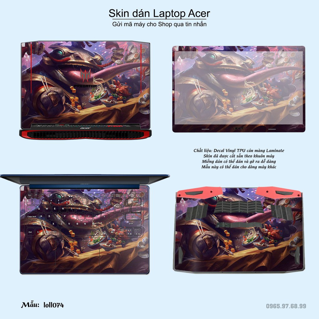 Skin dán Laptop Acer in hình Liên Minh Huyền Thoại nhiều mẫu 10 (inbox mã máy cho Shop)