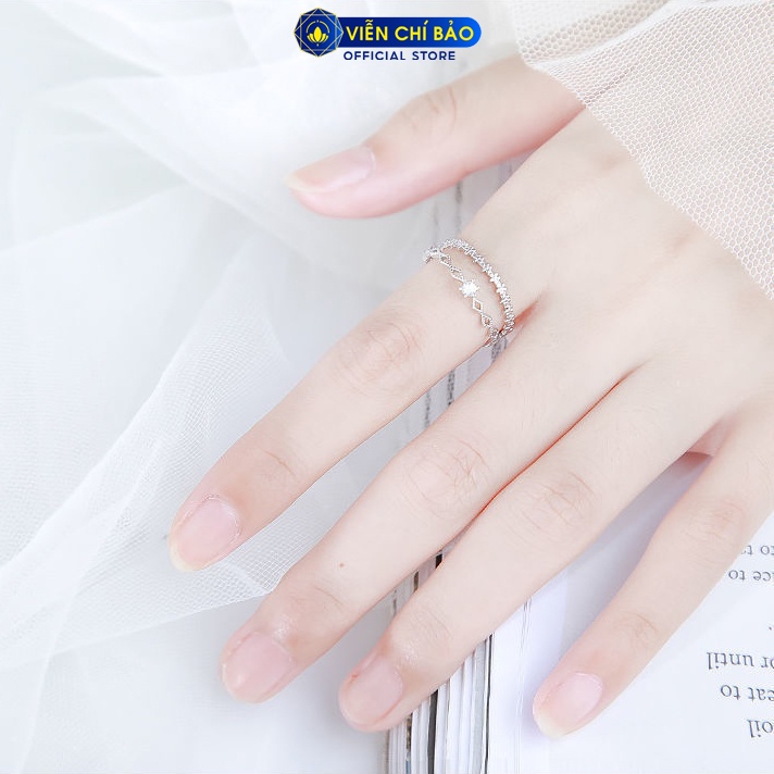 Nhẫn bạc nữ vương miện trắng chất liệu bạc 925 thời trang phụ kiện trang sức nữ thương hiệu Viễn Chí Bảo N400726