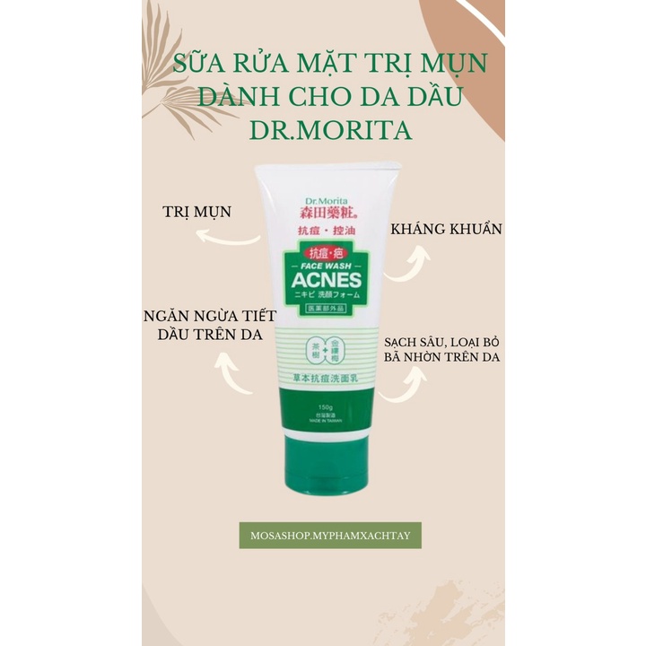 SỮA RỬA MẶT NGỪA MỤN ACNES  CHO DA DẦU DR.MORITA TAIWAN