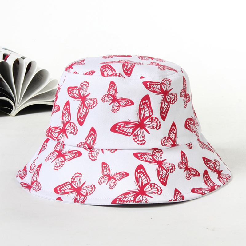 Nón Bucket Unisex In Họa Tiết Bươm Bướm Có Thể Gấp Gọn Dùng Khi Đi Câu Cá / Đi Biển