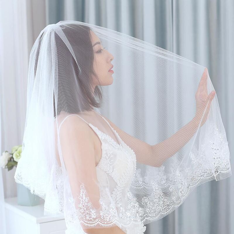 Mạng che mặt cô dâu 2 lớp thiết kế xinh xắn dành cho đám cưới