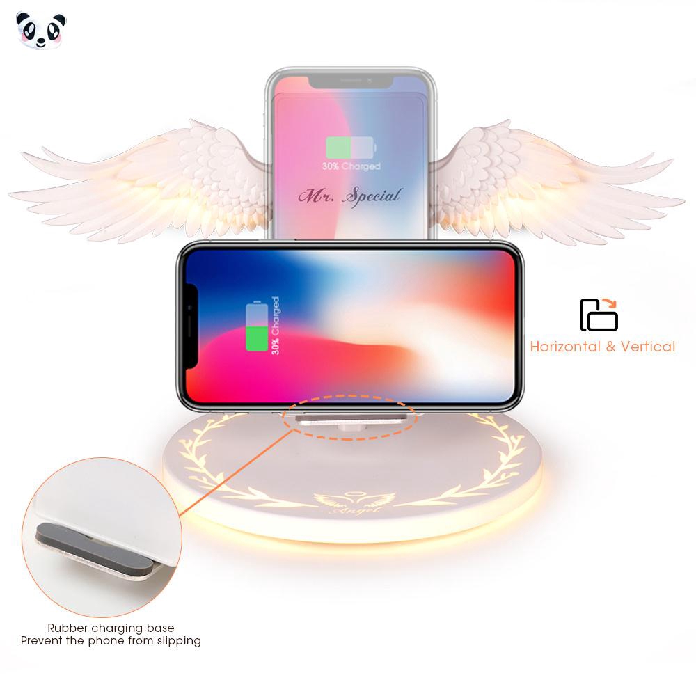 [Quà tặng ngày phụ nữ VN] ins Đôi cánh thiên thần Đế sạc điện thoại không dây trên xe hơi cho iPhone / Samsung