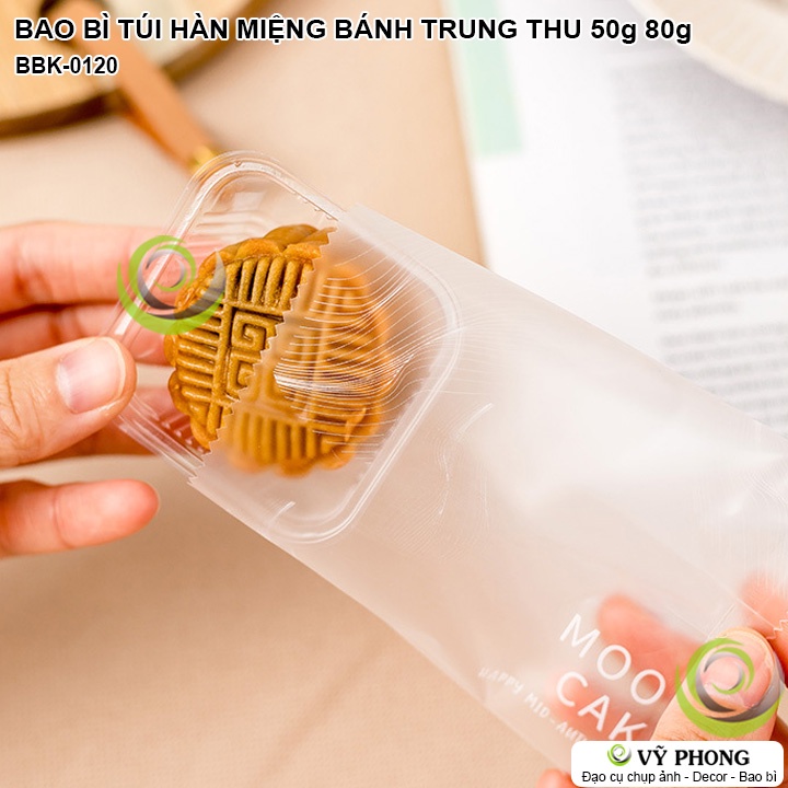 BAO BÌ TÚI NHỰA HÀN MIỆNG ĐỰNG BÁNH TRUNG THU CHO SIZE BÁNH 50g 80g IN CHỮ HAPPY MID-AUTUMN QUÀ TẶNG LỄ TẾT BBK-0120