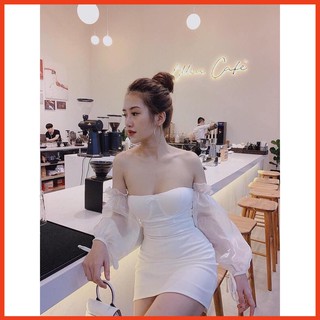 Đầm body cup tay voan đẹp💖 hàng bao đẹp