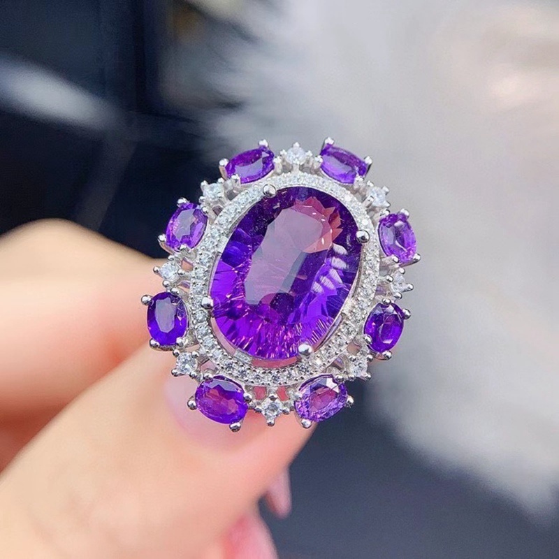 Nhẫn đính đá zircon hình oval phong cách Âu Mỹ sang trọng thời trang cho nữ