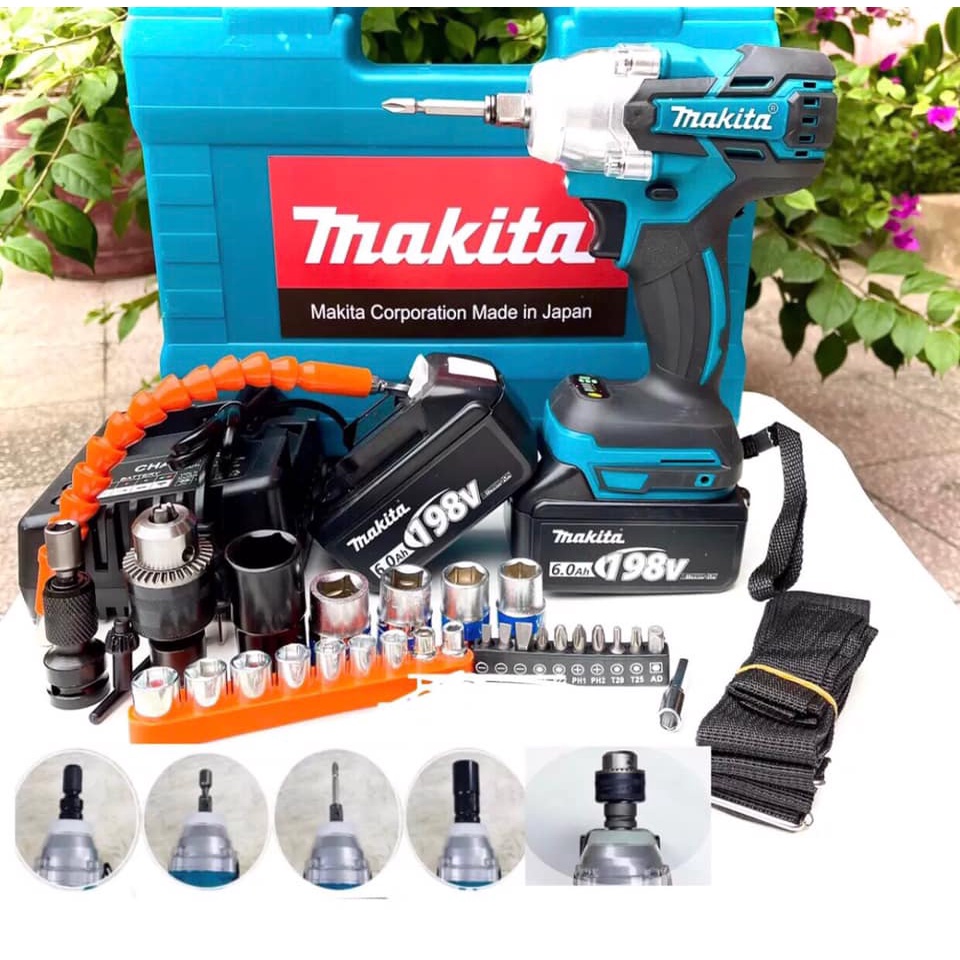 MÁY SIẾT BULONG MAKITA ĐỘNG CƠ KHÔNG CHỔI THAN, LÕI ĐỒNG 3 chức năng khoan vit siết mở ốc!!!