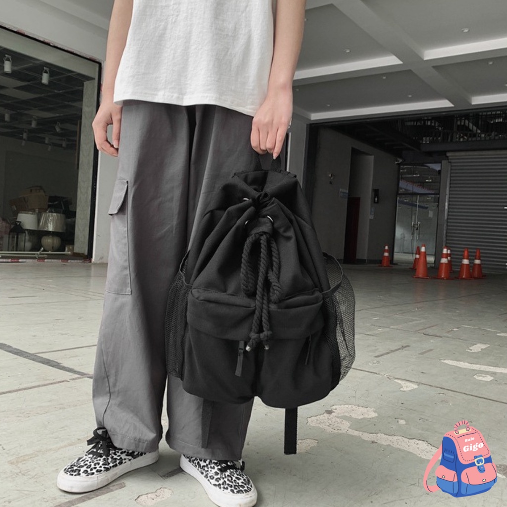 Balo dây rút vải canvas cá tính phong cách Hàn Quốc G200 - BaloGigo
