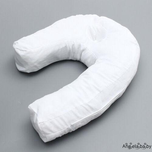 ⓗღ✯U Shape Side Sleeper Pro Pillow  Waist Support Cervical Spondylosis Relief Cushion with Ear Hole