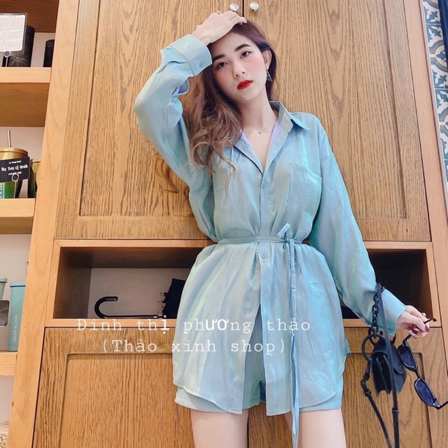 SET ÁO SƠMI CỘT EO QUẦN SHORT (KÈM HÌNH THẬT)