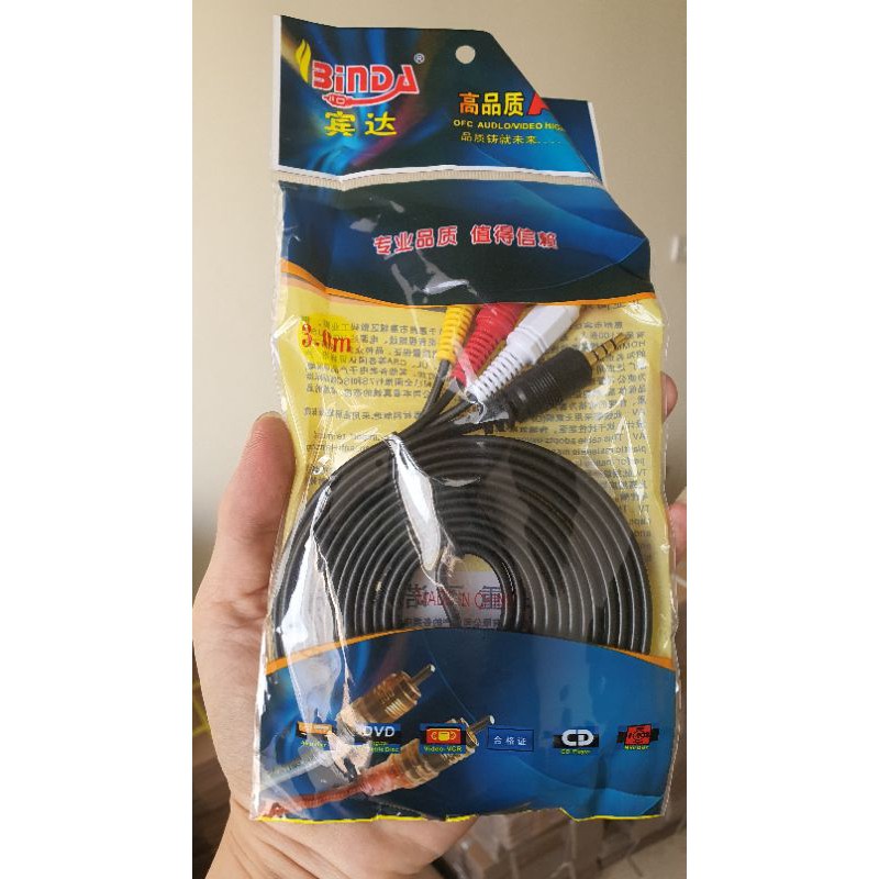 Cable AV 1 to 3 - Cáp 1 đầu jack 3.5 ra 3 đầu hoa sen