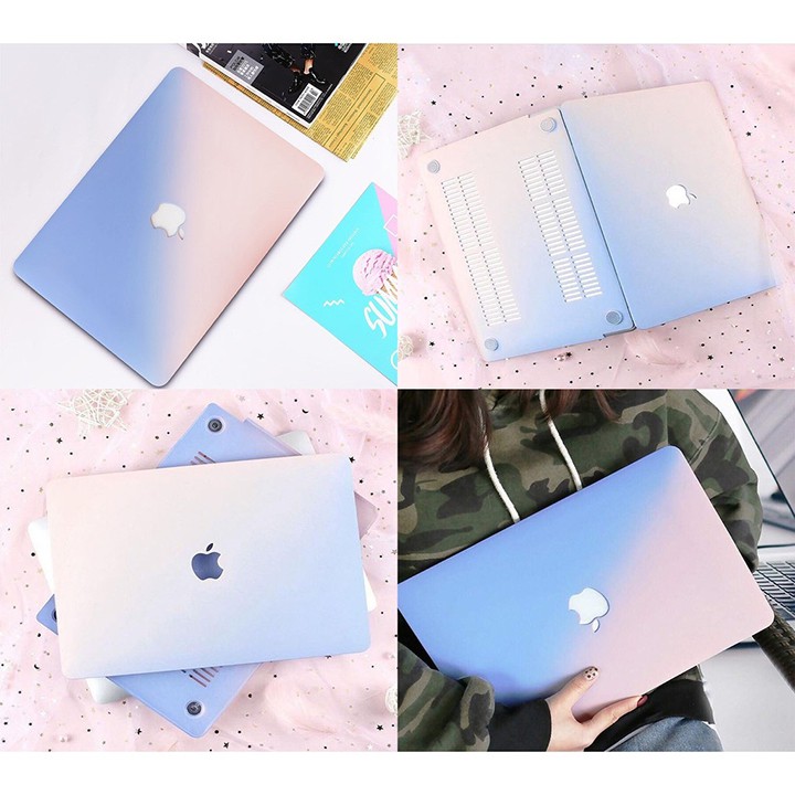 Case,Ốp Macbook Màu Ombre(Xanh Hồng) Kèm Phủ Phím (Tặng Kèm Bộ Nút Chống Bụi & Bộ Chống Gãy Sạc) | BigBuy360 - bigbuy360.vn