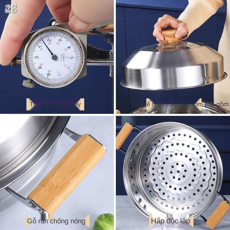 ☍□28FTủ hấp thực phẩm 304 inox Gia dụng hai lớp dày công suất lớn bếp từ ba bốn nồi ga