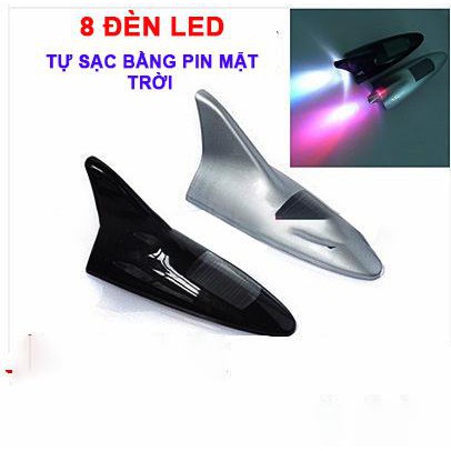 [Xả Kho Bán Lỗ] Vây Cá Mập TRANG TRÍ 8 Led Pin Mặt Trời KHÔNG CÓ ĂNG TEN Xe Hơi 7 Màu Thời Trang