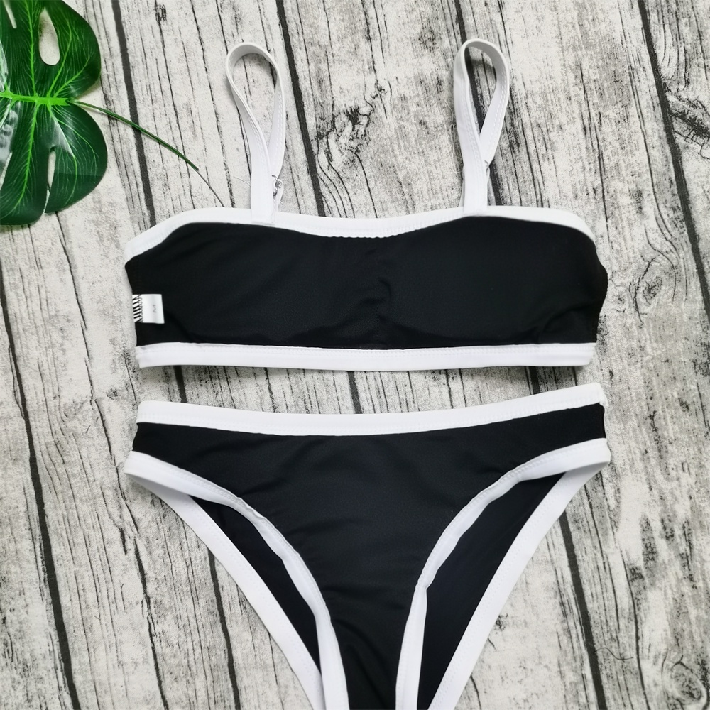 Bộ Đồ Bơi BKINIS Co Giãn Jersey Đen Trắng