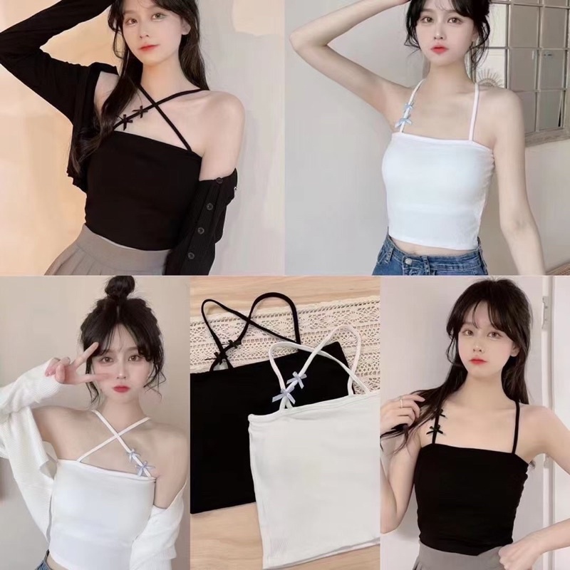Mẫu mới - Áo bra 2 dây đính nơ tạo kiểu kèm đệm ngực hot hit