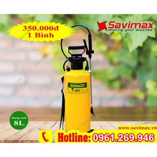 Bình phun béc xoay Dudaco B801 8 lít (cần inox) phun xịt tưới cây, khử khuẩn, diệt côn trùng