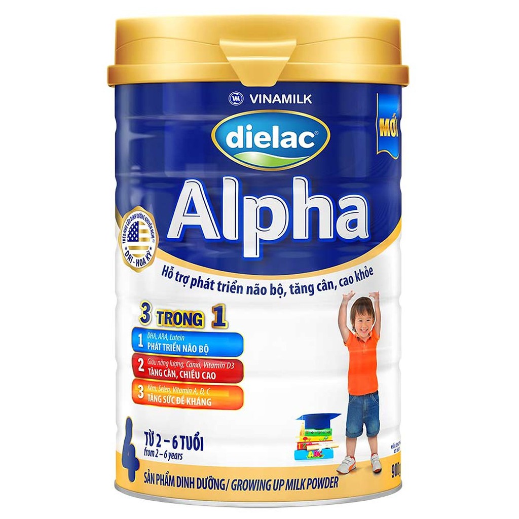 Sữa bột Vinamilk Dielac Alpha 4 900g (Hộp thiếc)