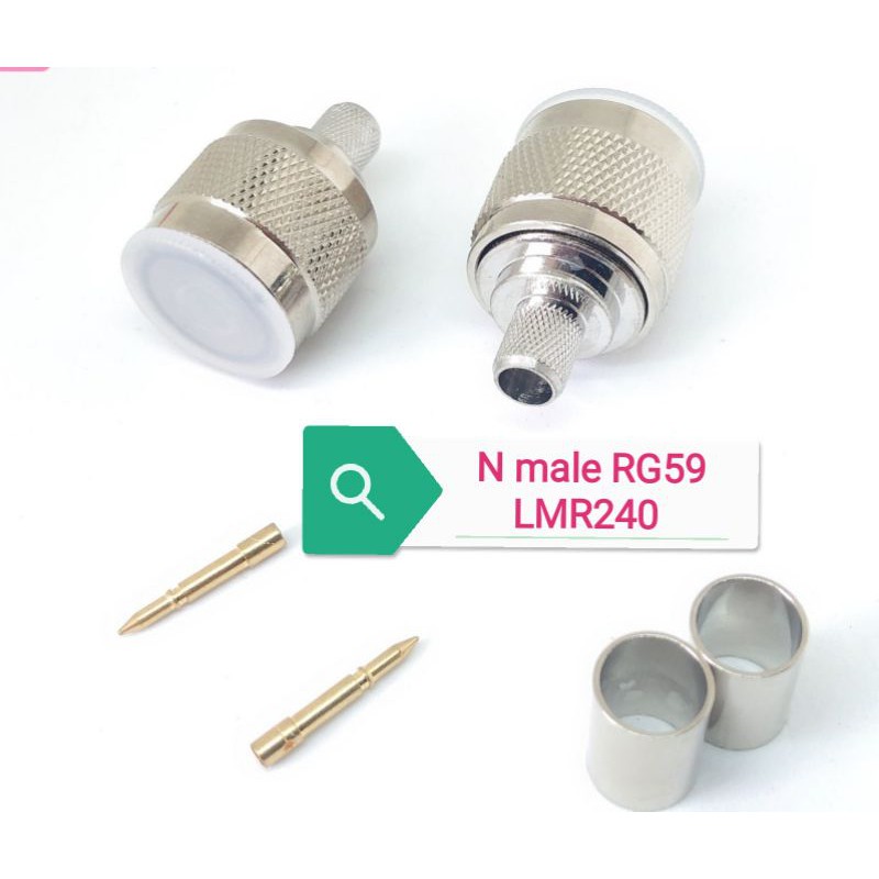 Đầu N male đực thẳng nối cáp đồng trục RG59 LMR240