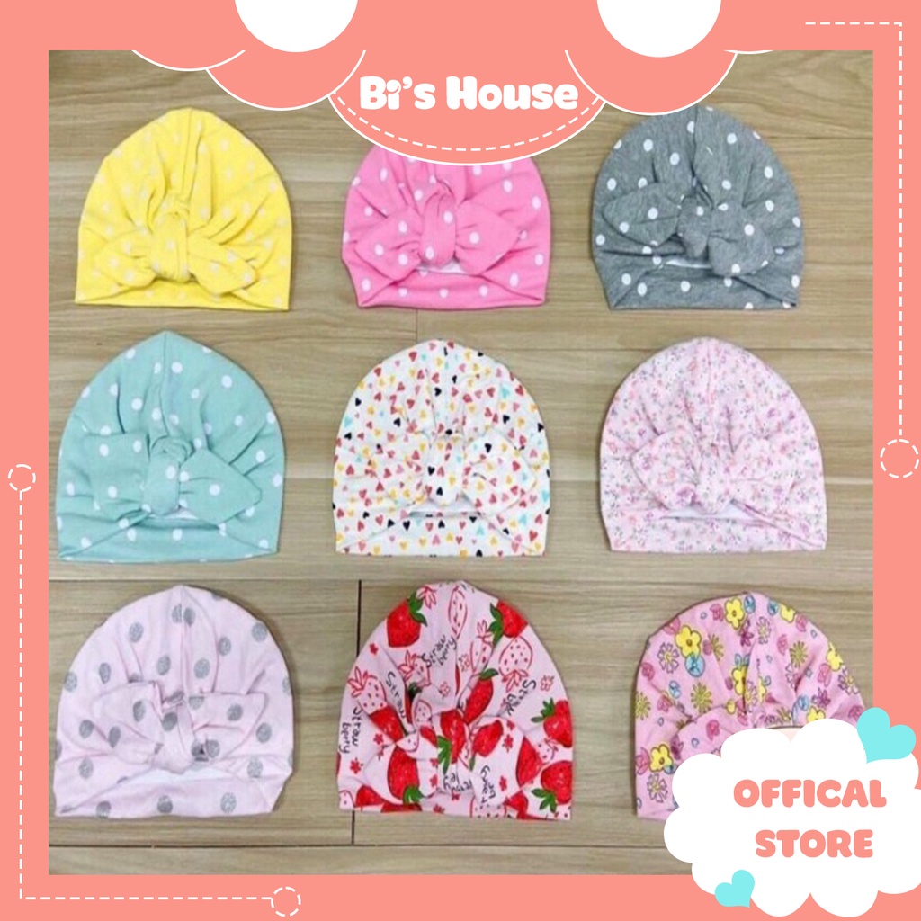 🌟 Mũ TURBAN - CÓ NƠ cho bé gái từ 3-18 tháng siêu dễ thương 🍀