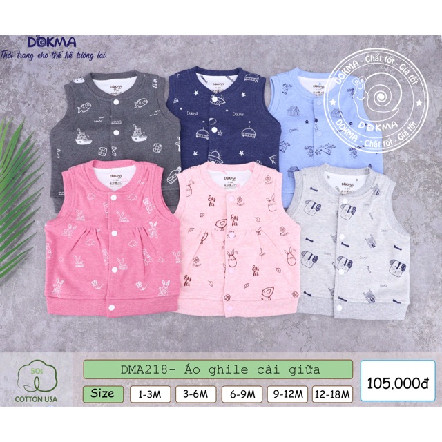 Áo gile 2 lớp cài giữa Dokma cotton 100% DMA218