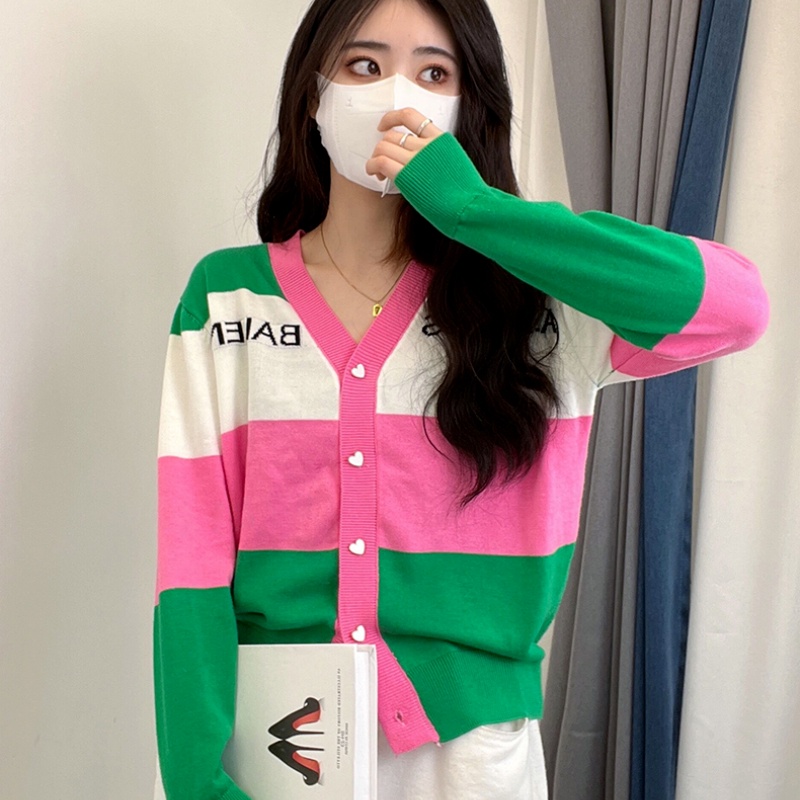 Áo khoác cardigan ZHELIHANGFEI dệt kim tay dài cổ chữ V dáng rộng kiểu dáng ngọt ngào cho nữ