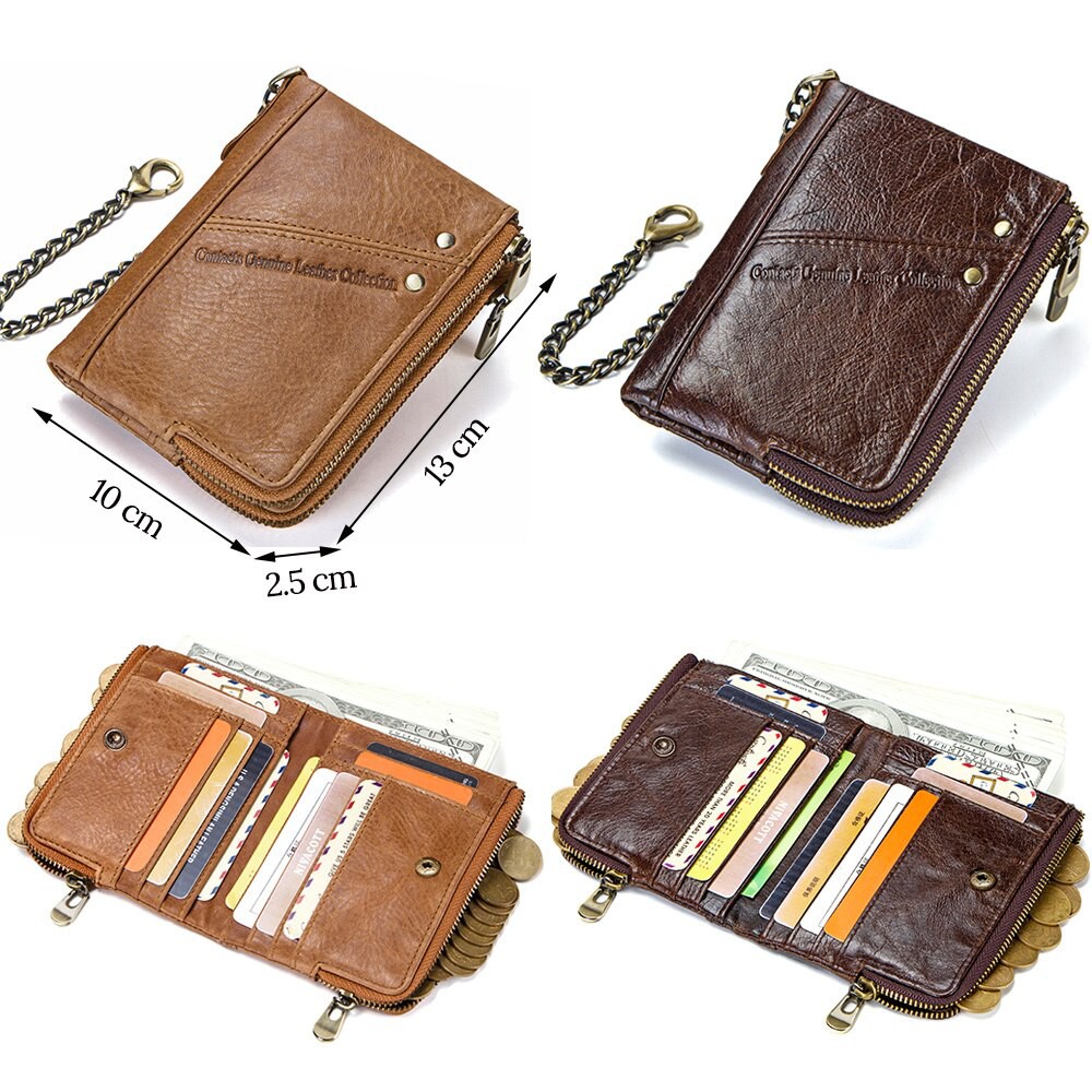 2022 Contac N1265 - Bảo Hành 2 Năm - Bóp Ví Đứng Bỏ Túi Da Ngựa Điên Men Wallet Genuine Bò - Nam Nữ