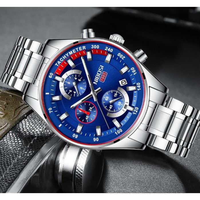Đồng hồ Nibosi nam dây thép phiên bản quốc tế 2375 fullbox