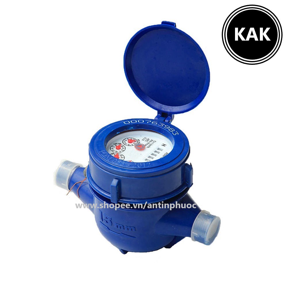 Đồng hồ nước ren 21 mm KAK -  Công tơ đo lưu lượng nước sinh hoạt DN15 - đồng hồ nước cho nhà trọ , dân dụng hiệu KAK