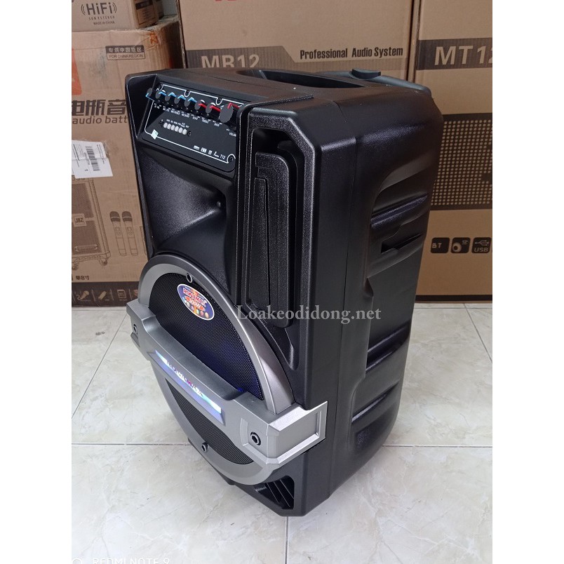 [Giá sốc] Loa kéo karaoke di động ronmax T12  bass 3 tấc siêu ấm tặng kèm 1 micro không dây-BH 12 THÁNG