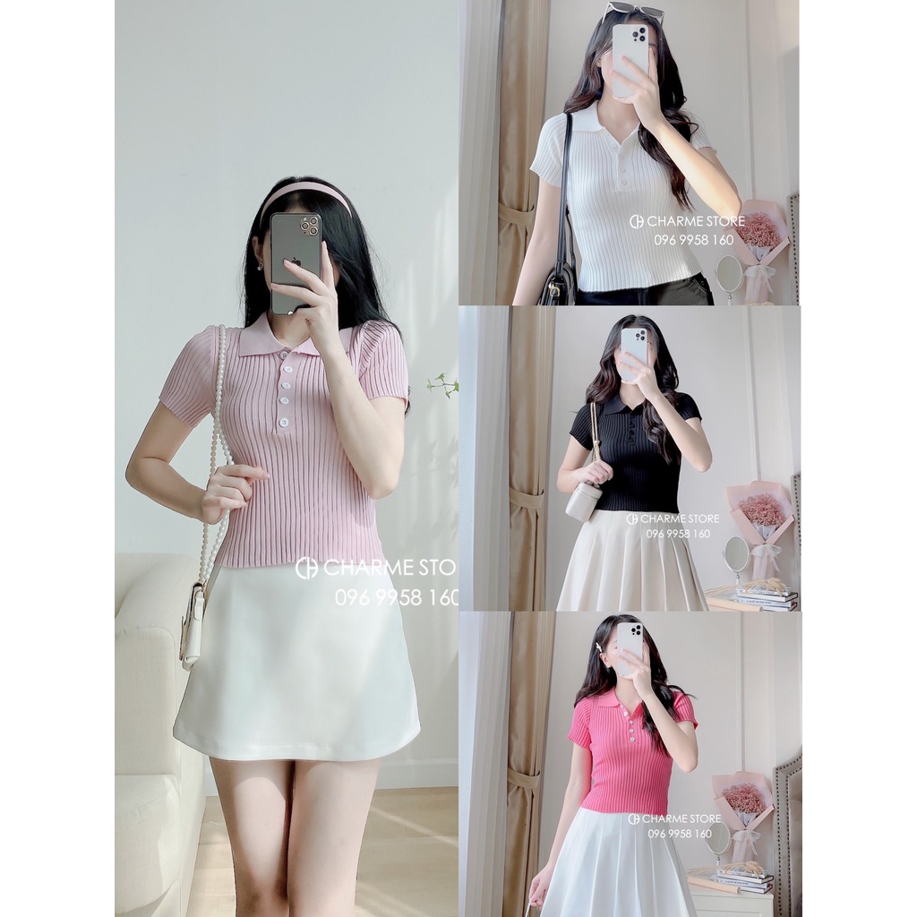 Áo len tăm nữ trơn cộc tay thiết kế Charme 9020 | BigBuy360 - bigbuy360.vn