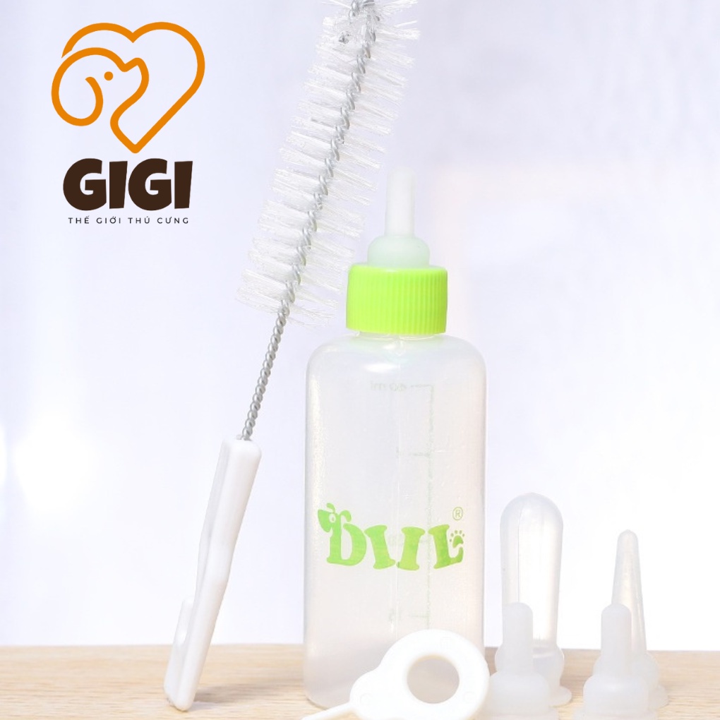 Bình ti chó mèo 50cc bú ngoài có núm vú mềm silicon cho thú cưng sơ sinh uống sữa hoặc thuốc - GiGi Pet Shop