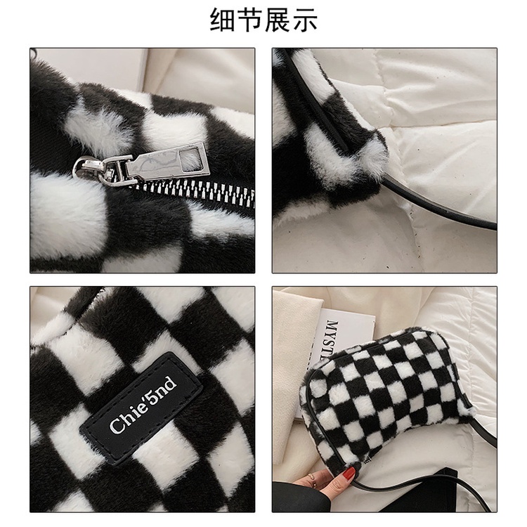 Túi đeo một bên vai bằng nhung lông thời trang thu đông