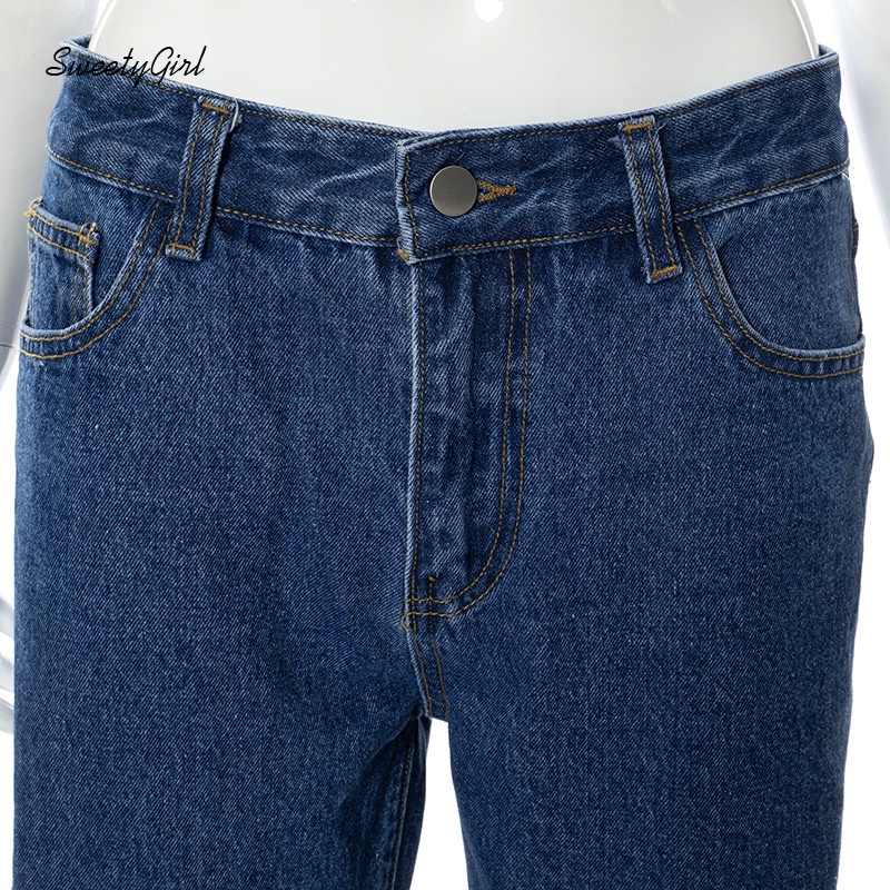 Quần Jean Ống Đứng Lưng Thấp Thiết Kế Rách Độc Đáo Thời Trang 2022 Cá Tính Cho Nữ