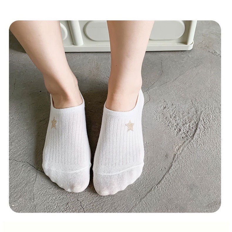 Combo 5 đôi Tất/ Vớ Hài Nữ Cute Cotton Thoáng Khí Sinicon Gót Chống Tuột
