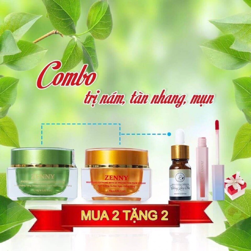 Bộ kem Zenny chính hãng ngừa nám, tàn nhang tặng kèm serum và son