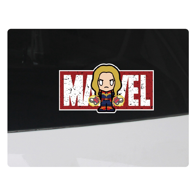 Miếng Dán 20x10cm Họa Tiết Ironman Spiderman Marvel Trang Trí Xe Hơi