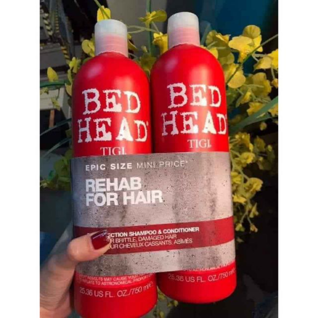 Dầu gội tigi đỏ tigi bed head cặp gội xả 750ml x2 chai phục hồi tóc hư tổn