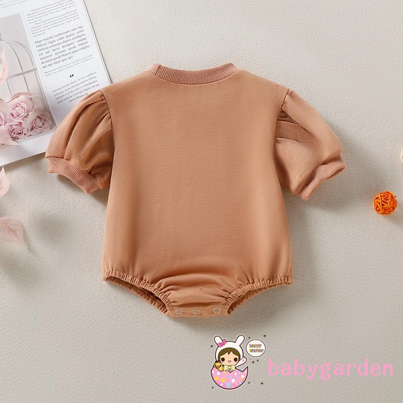 Bộ áo liền quần cổ tròn tay ngắn in chữ cài nút thời trang mùa hè cho bé