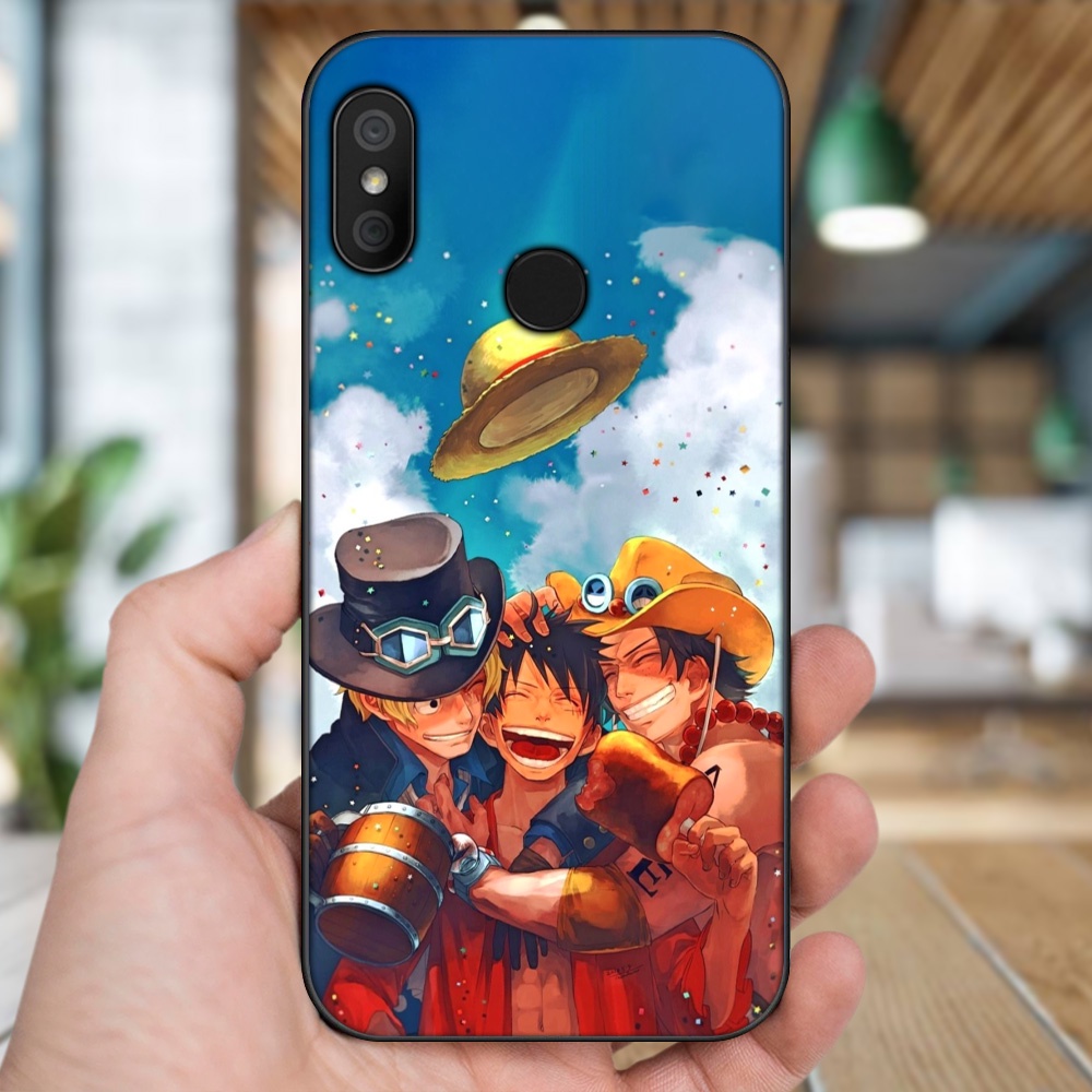 Ốp lưng Xiaomi Redmi 6 Pro, Mi A2 Lite viền đen in hình Ace One Piece