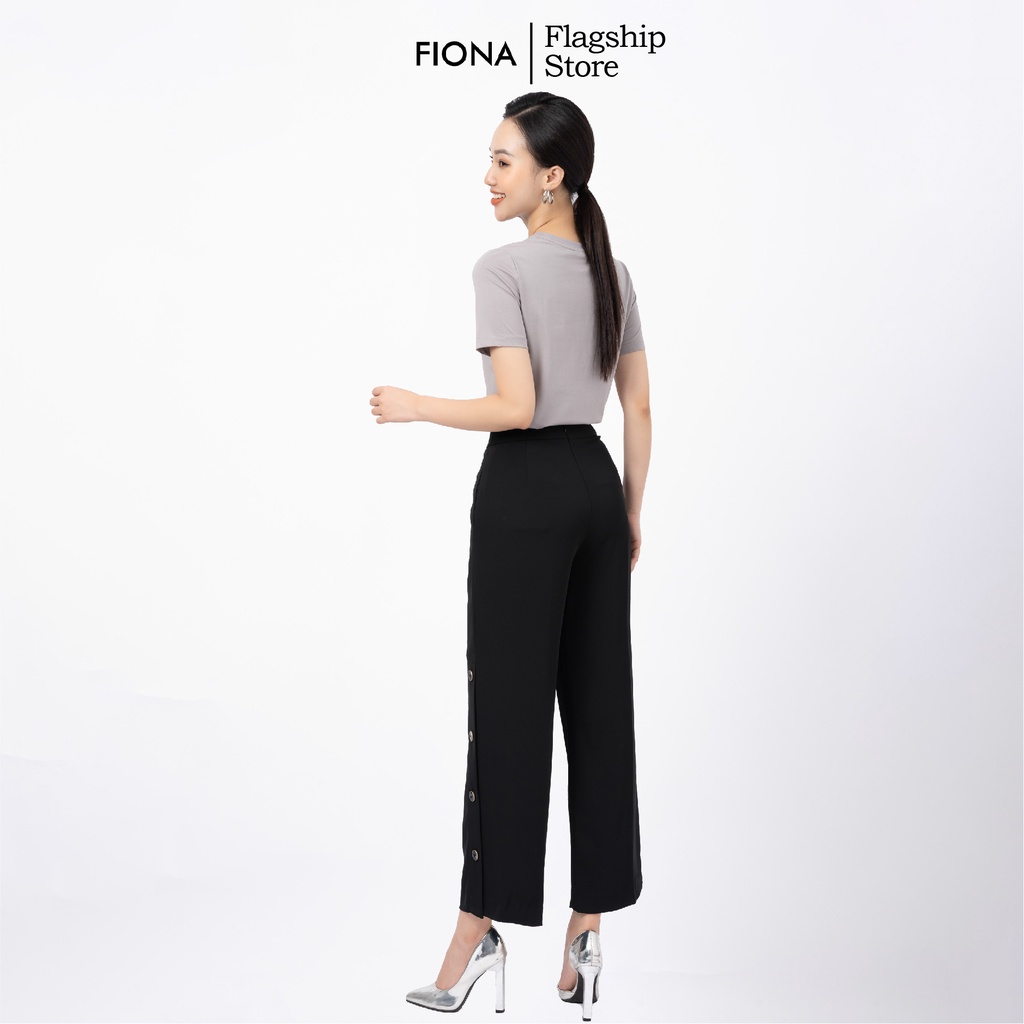 Quần dài FIONA nữ xẻ ống rộng đính cúc trang trí F351158