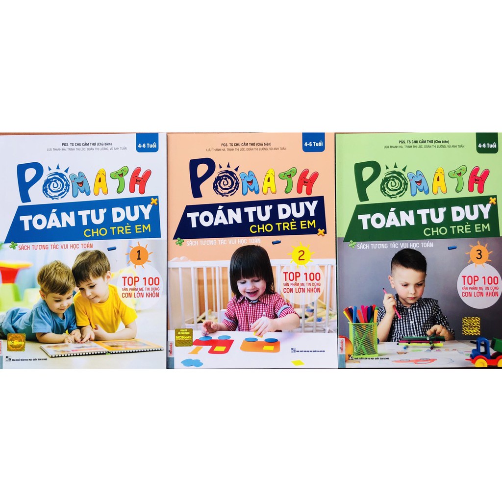 Sách - Combo 3 Cuốn Pomath Toán Tư Duy Cho Trẻ Em Từ 4 - 6 Tuổi (Tập 1,2,3)